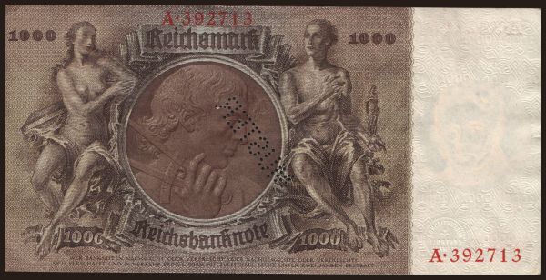 Germany, Reichsbank (1924-1945): 1000 Reichsmark, 1936, A/G, MUSTER