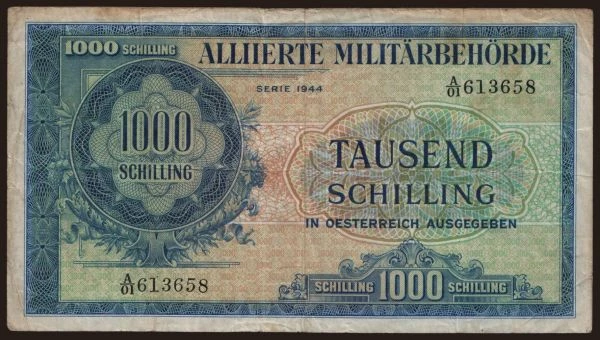 Austria and Austro-Hungary, Schilling (1924-): 1000 Schilling, 1944