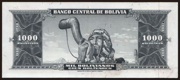 America, Bolivia: 1000 bolivianos, 1945