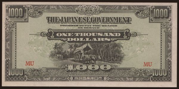 Ázia, Malajzia - Malaya: 1000 dollars, 1945