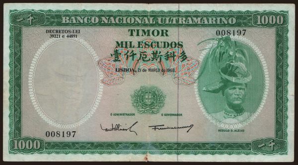 Ázia, Timor: 1000 escudos, 1968