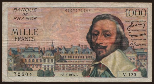 Európa, Francúzsko, Francúzsko - Štátna emisia -1959: 1000 francs, 1955