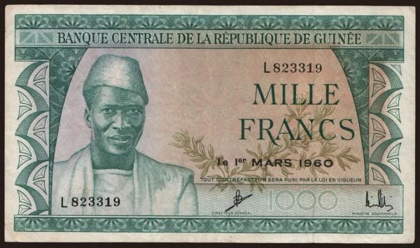 Africa, Guinea: 1000 francs, 1960