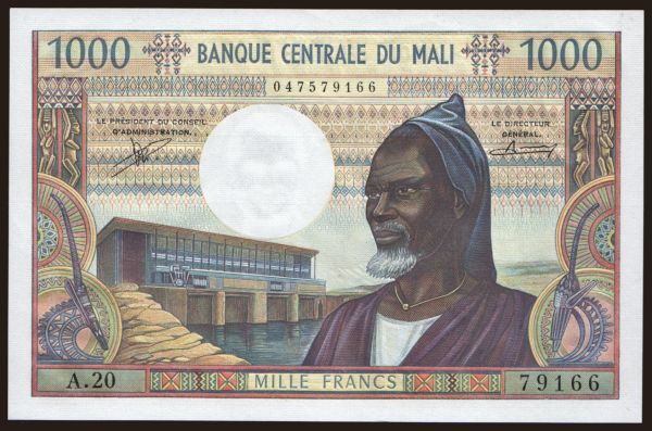 Afrika, Mali: 1000 francs, 1970