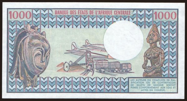 Afrika, Stredoafrická Republika: 1000 francs, 1984