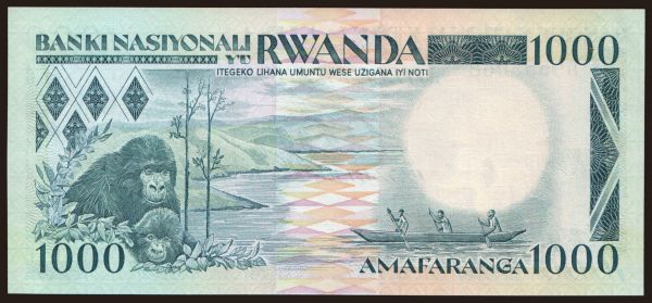 Africa, Rwanda: 1000 francs, 1988