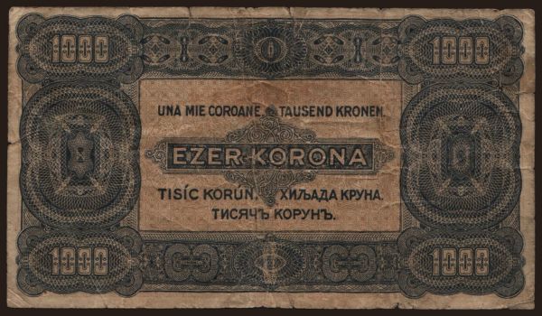 Maďarsko, Korona, 1920-1923: 1000 korona/ 8 fillér, 1923