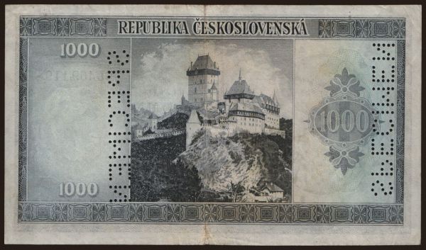 Česko-Slovensko a nástupní­cke štáty, Papierové peniaze od 1945 do 1951: 1000 korun, 1945