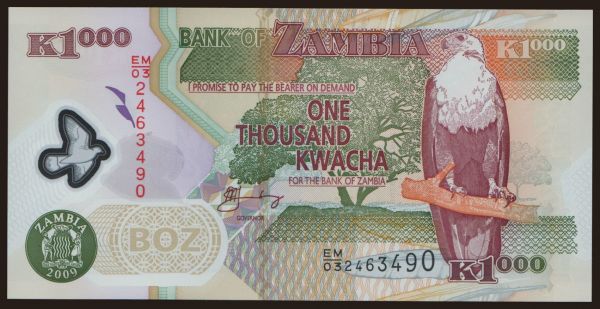 Africa, Zambia: 1000 kwacha, 2009