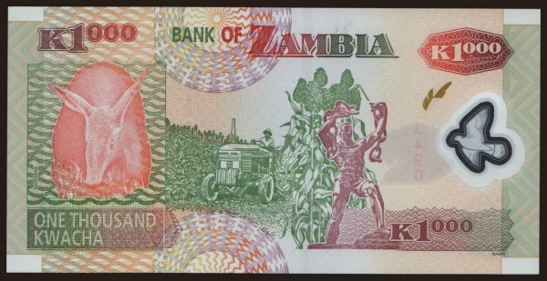 Africa, Zambia: 1000 kwacha, 2009