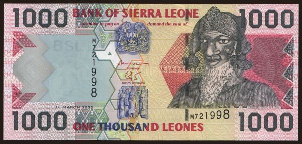 Afrika, Sierra Leone: 1000 leones, 2003