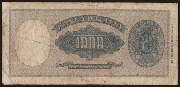 Európa, Olaszország, Olaszország - Állami kiadás 1947-: 1000 lire, 1947