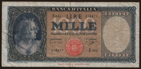 Europe, Italy, Italy - General issues -1946: 1000 lire, 1961