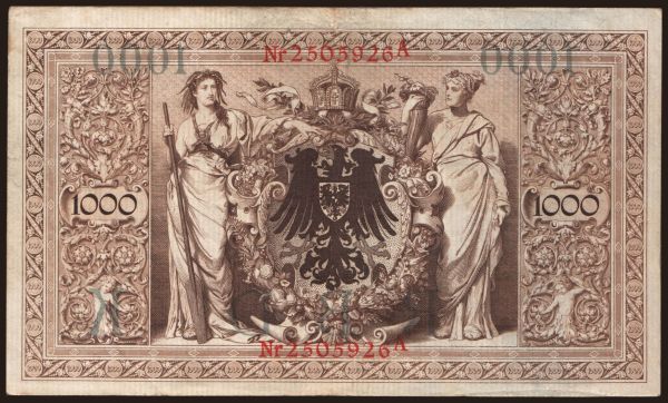 Germany, Reichsbanknoten (1874-1914): 1000 mark, 1910