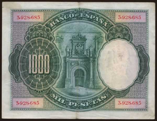 Európa, Spanyolország, Spanyolország - Állami kiadás: 1000 pesetas, 1925