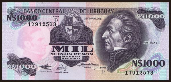 Amerika, Uruguay: 1000 pesos, 1992