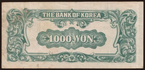 Ázia, Južná Kórea: 1000 won, 1950