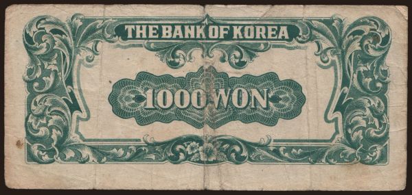 Ázsia, Dél-Korea: 1000 won, 1950