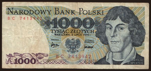 Európa, Lengyelország, Lengyelország - Állami kiadás: 1000 zlotych, 1975