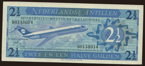 America, Netherlands Antilles: 2 1/2 gulden, 1970