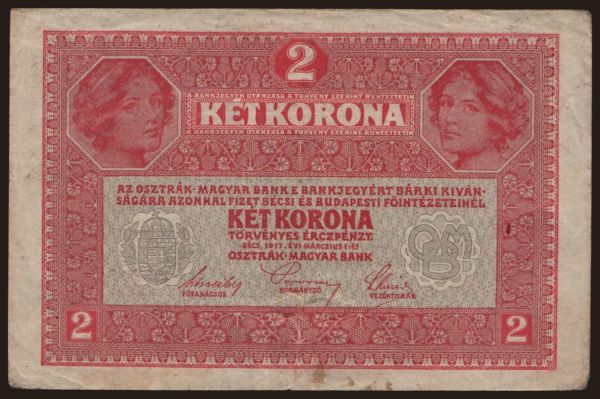 Austria and Austro-Hungary, Kronen/Korona (1900-18): 2 Kronen, 1917