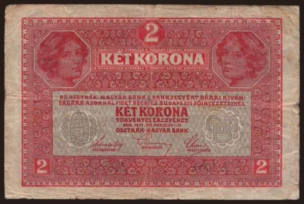 Austria and Austro-Hungary, Kronen/Korona (1900-18): 2 Kronen, 1917