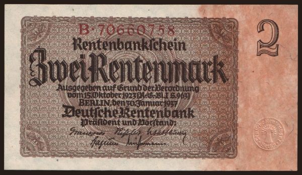 Németország, Rentenbank (1923-1937): 2 Rentenmark, 1937