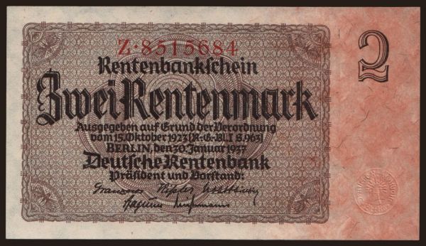 Németország, Rentenbank (1923-1937): 2 Rentenmark, 1937