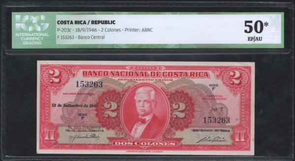 Amerika, Costa Rica: 2 colones, 1948