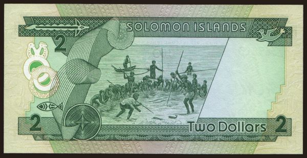 Australia and Oceania, Solomon Islands: 2 dollars, 1986