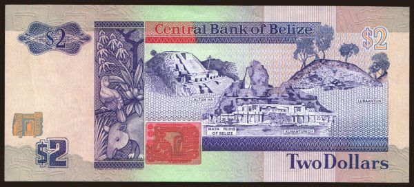 Amerika, Belize: 2 dollars, 1991