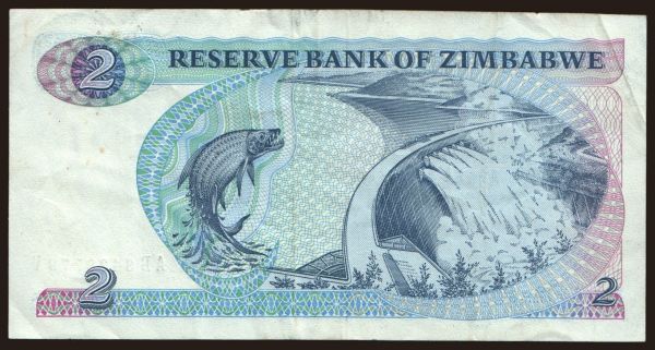 Africa, Zimbabwe: 2 dollars, 1994, type B