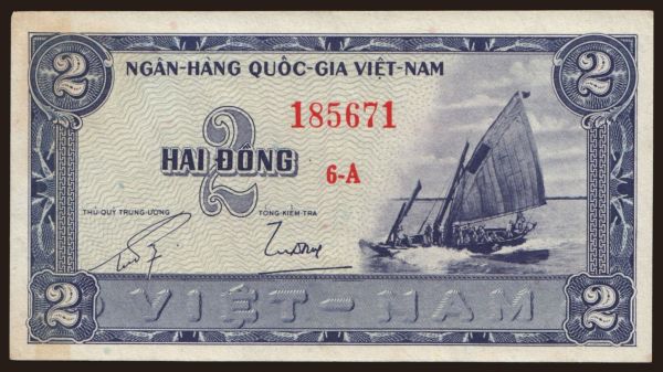 Asia, Viet Nam South: 2 dong, 1955