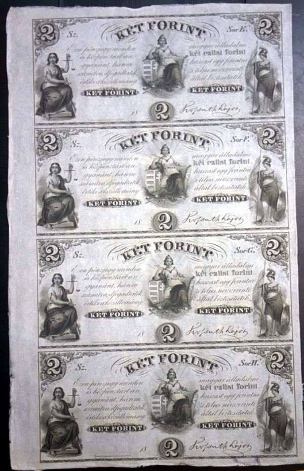 Hungary, Revolution, 1848-1849: 2 forint, 1852 (4x)