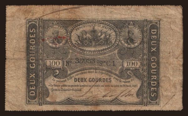 Amerika, Haiti: 2 gourdes, 1827