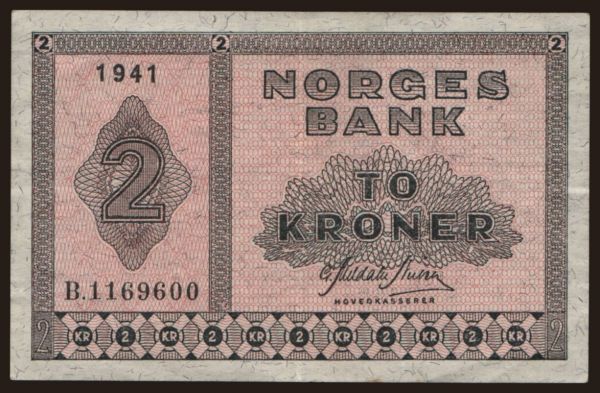 Europe, Norway: 2 kroner, 1941