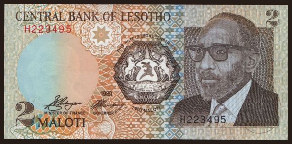 Africa, Lesotho: 2 maloti, 1989