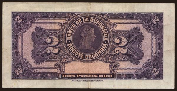 America, Colombia: 2 pesos, 1955