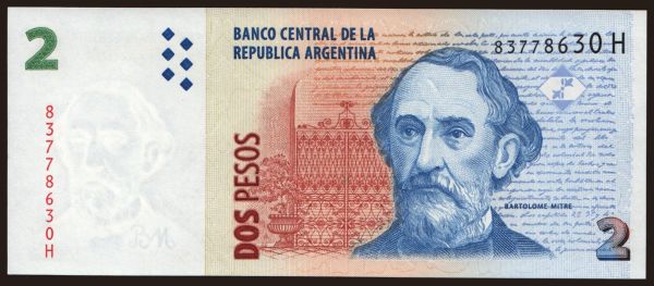 America, Argentina: 2 pesos, 2002