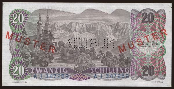 Ausztria és Osztrák-Magyar Monarchia, Schilling (1924-): 20 Schilling, 1956, MUSTER