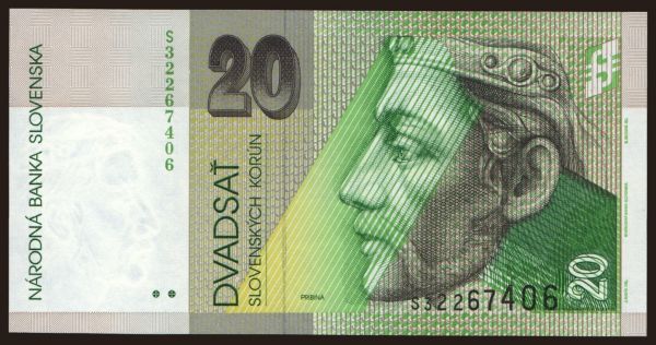 Czechoslovakia and successor states, Slovak Republic (1993-): 20 Sk, 2004