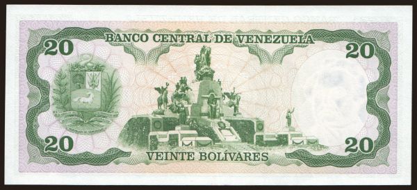 America, Venezuela: 20 bolivares, 1990