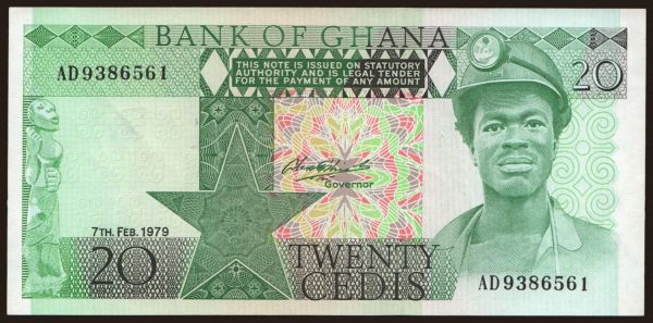 Afrika, Ghana: 20 cedis, 1979