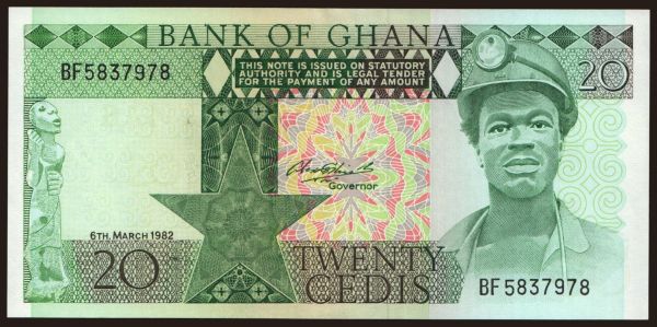 Africa, Ghana: 20 cedis, 1982