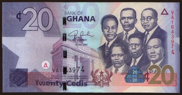 Afrika, Ghana: 20 cedis, 2007