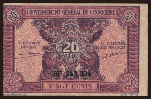 Ázsia, Francia Indokí­na: 20 cents, 1942