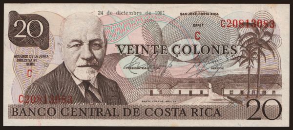 Amerika, Costa Rica: 20 colones, 1981