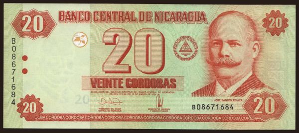 America, Nicaragua: 20 cordobas, 2006