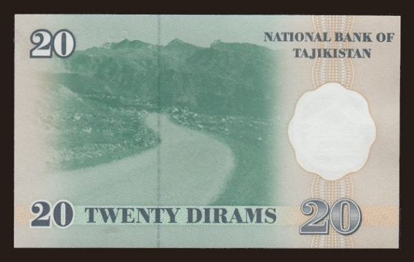 Asia, Tajikistan: 20 diram, 1999