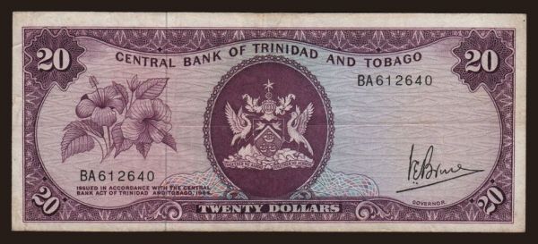 America, Trinidad & Tobago: 20 dollars, 1977